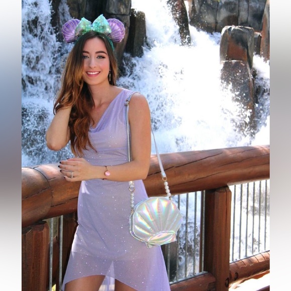 Little mermaid inspired lavender sparkly swim coverup slip dress size XL. NWOT - Picture 1 of 6